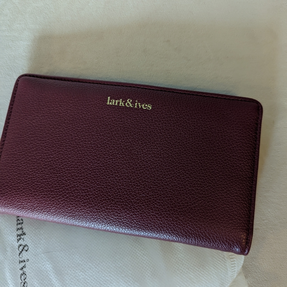 Burgandy wallet from Lark and Ives